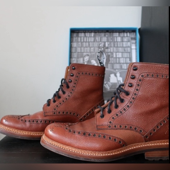 SOLD John Fluevog Aspden brogue boots in pebbled leather Rare size 9.5 US - Picture 3 of 6